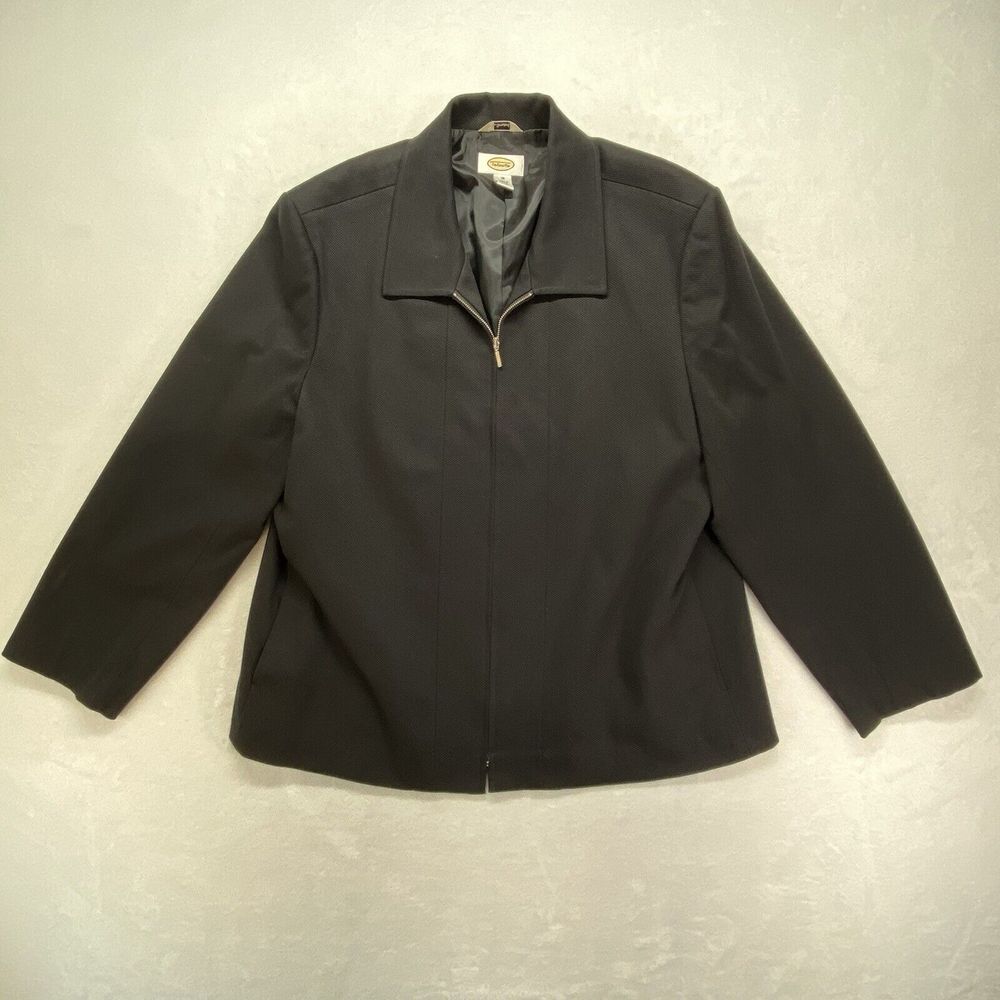 Talbots blazer jacket womens 18 black 100% wool zip front collared